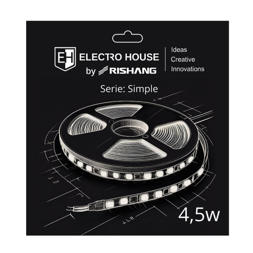 LED стрічка 4,5Вт 12В SMD2835 60 діодів, 540 Лм , нейтральний білий 4000К, серія Simple El