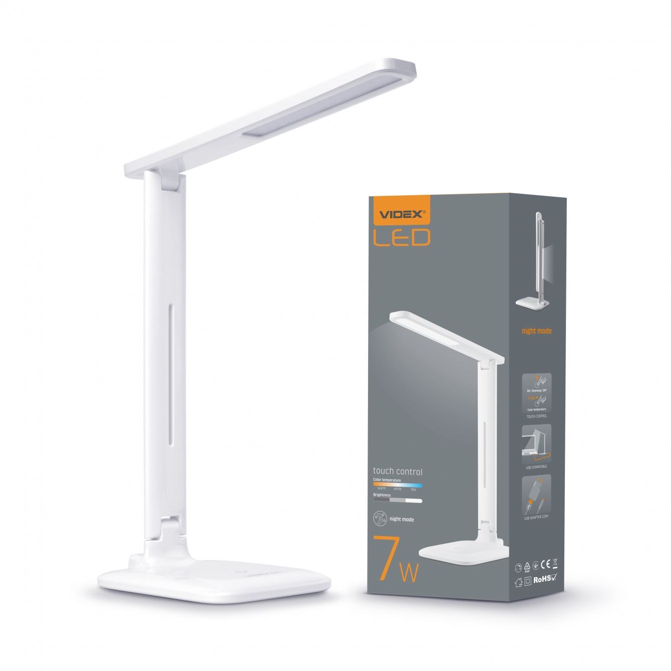LED настільна лампа VIDEX TF02W 7W 3000-5500K