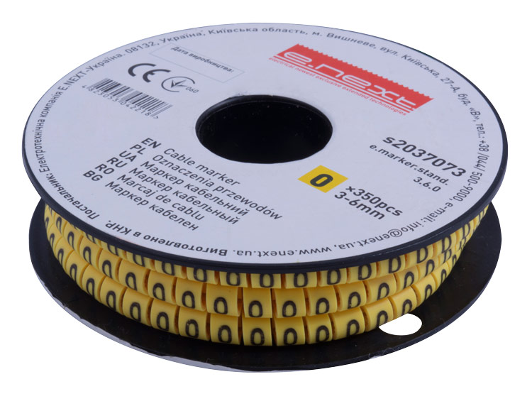 Маркер кабельний e.marker.stand.3.6.0, 3-6 кв.мм, "0", 350 шт