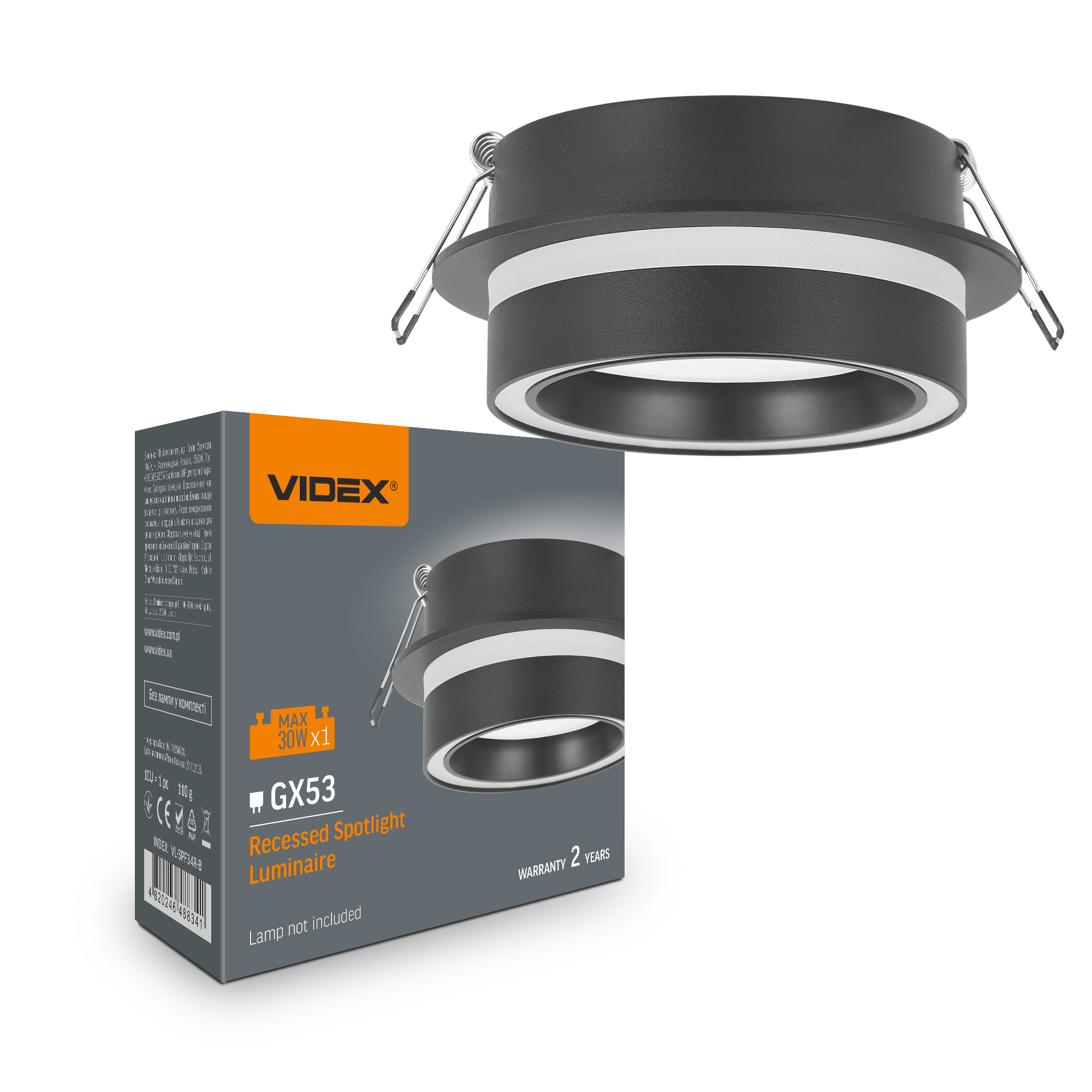 Світильник VIDEX під лампу GX53 врізний Чорний (VL-SPF34R-B)