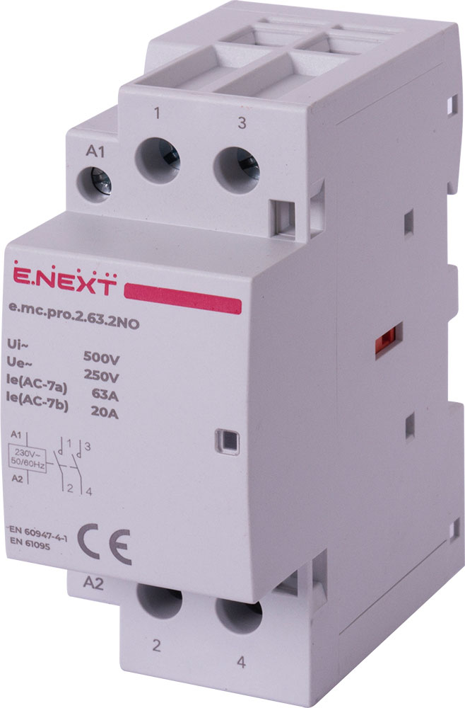 Модульний контактор e.mc.pro.2.63.2NO, 2р, 63А, 2NO, 220В