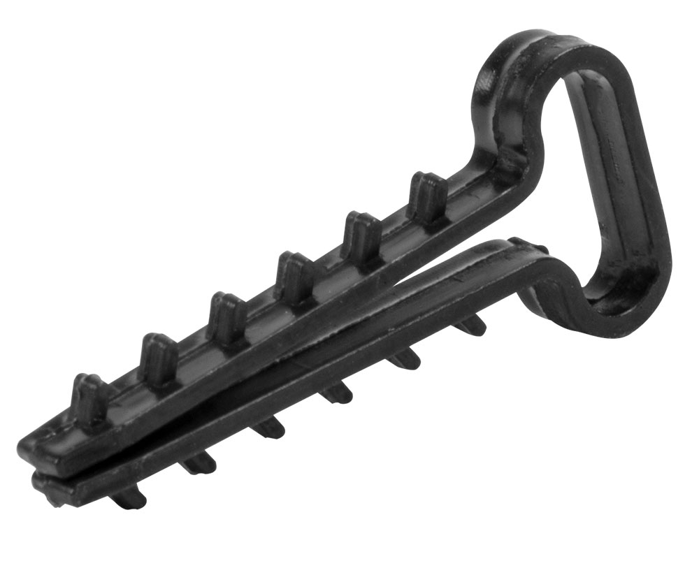Дюбель - ялинка 14 mm для плоского проводу e.metiz.dowel.flat.fir.black.14, чорний 100 шт.