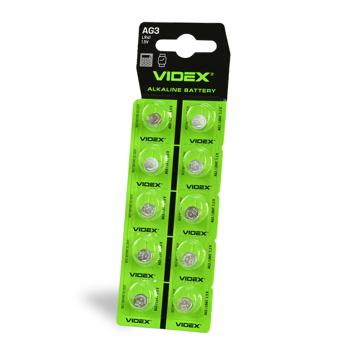 Батарейка годинникова Videx AG 3/LR41 BLISTER CARD