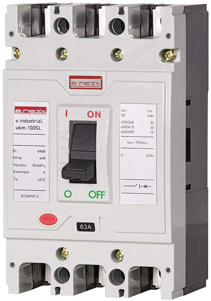 Силовий автоматичний вимикач e.industrial.ukm.100SL.25, 3р, 25А