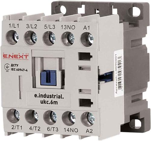 Контактор e.industrial.ukc.6M.220, 6А, 220В, no, малогабаритний