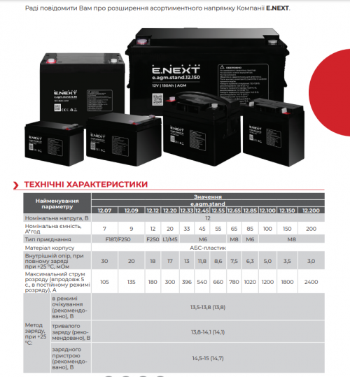 Акумуляторна батарея e.agm.stand.12.100 12В, 100Аг, AGM