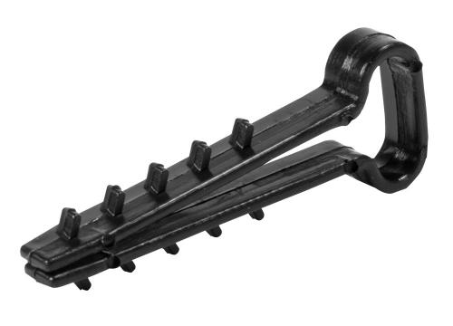 Дюбель - ялинка 12 mm для плоского проводу e.metiz.dowel.flat.fir.black.12, чорний 100 шт.