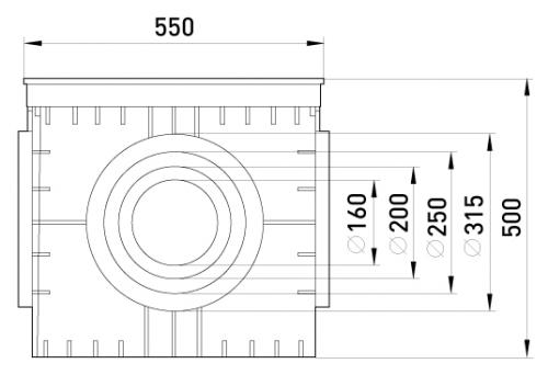 Колодязь кабельний пластиковий e.manhole.550.550.500.cover, 550х550х500мм з кришкою