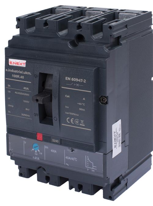 Силовий автоматичний вимикач e.industrial.ukm.100R.40 з регулюванням, 3р, 40А