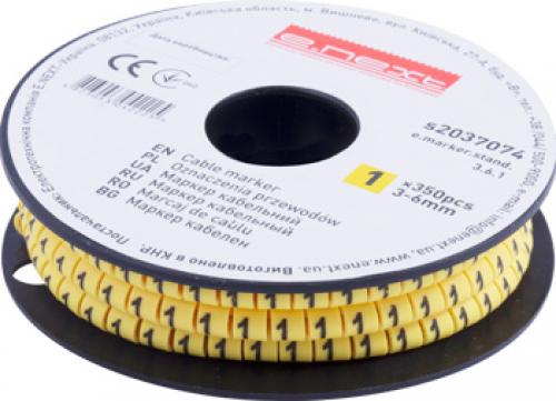 Маркер кабельний e.marker.stand.3.6.1, 3-6 кв.мм, "1", 350 шт