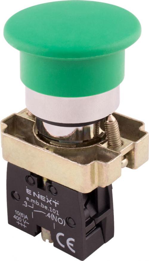 Кнопка "грибок" e.mb.bc31 без фіксації зелена, 1NO