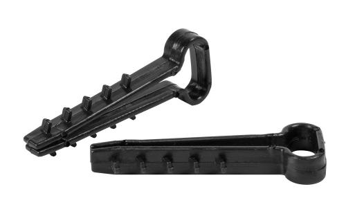 Дюбель - ялинка 12 mm для плоского проводу e.metiz.dowel.flat.fir.black.12, чорний 100 шт.