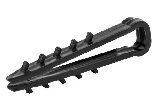 Дюбель - ялинка 6 mm для плоского проводу e.metiz.dowel.flat.fir.black.6, чорний 100 шт.