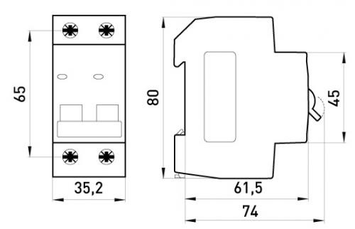 Модульний автоматичний вимикач e.mcb.stand.45.2.C16, 2р, 16А, C, 4,5 кА