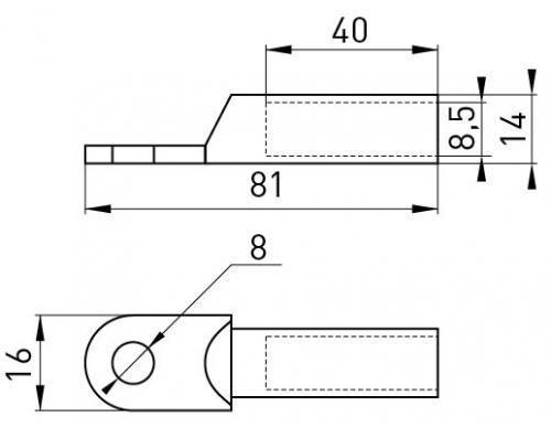 Алюмінієвий кабельний наконечник e.end.stand.a.35.М8 35мм2 М8