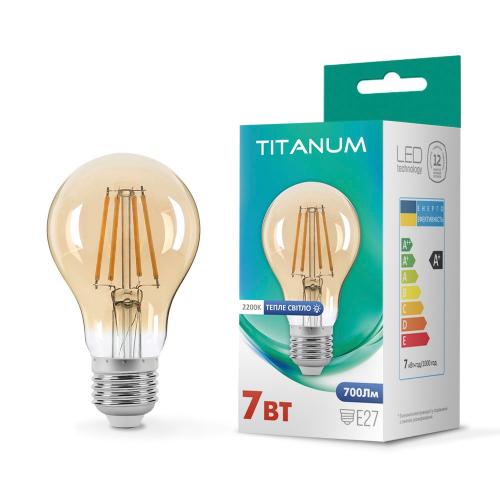 LED лампа TITANUM Filament A60 7W E27 2200K бронза