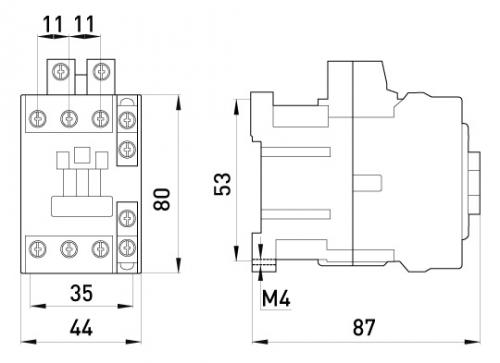 Контактор e.industrial.ukc.18.230, 18А, 230В, 1no+1nc