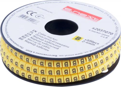 Маркер кабельний e.marker.stand.2.4.B, 2-4 кв.мм, "B", 500 шт