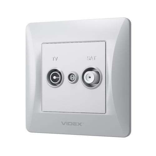 VIDEX BINERA Розетка TV+SAT кінцева срібний шовк
