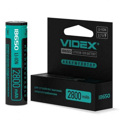 Акумулятор Videx літій-іонний 18650-P захист 2800mAh color box/1шт