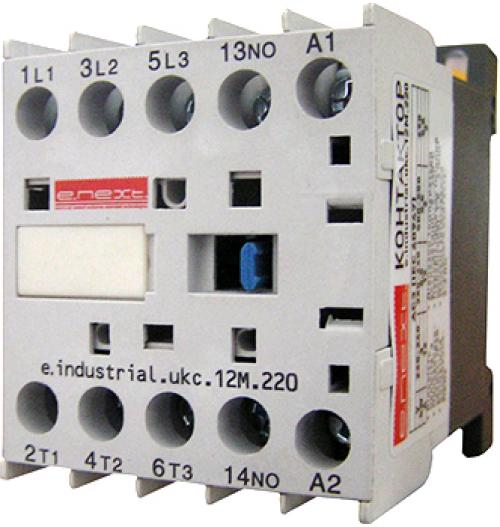Контактор e.industrial.ukc.12M.220.NO, 12А, 220В, no, малогабаритний
