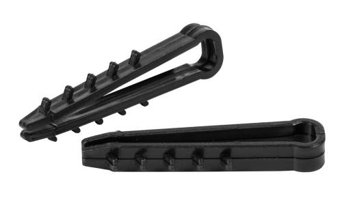 Дюбель - ялинка 6 mm для плоского проводу e.metiz.dowel.flat.fir.black.6, чорний 100 шт.