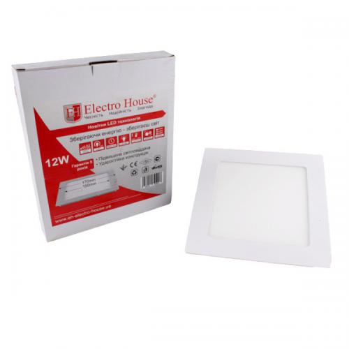 LED панель квадратна 4100К / 170х170мм / раб. 150х150 / 12W / 1080Lm