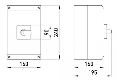 Пакетний перемикач в корпусі e.industrial.sb.1-0-2.4.100, 4р, 100А (1-0-2)