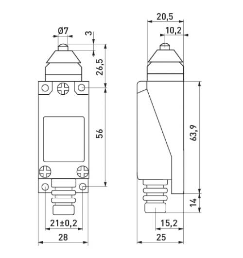 Вимикач кінцевий e.limitswitch.04 штовхач