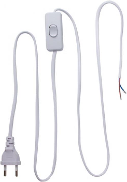 Шнур з вилкою та перемикачем e.wire. switch/plug. white, білий, 2Х0,75, 1,5М