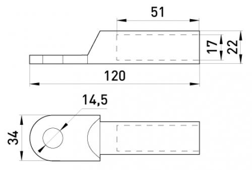 Мідний кабельний наконечник e.end.stand.dt.150