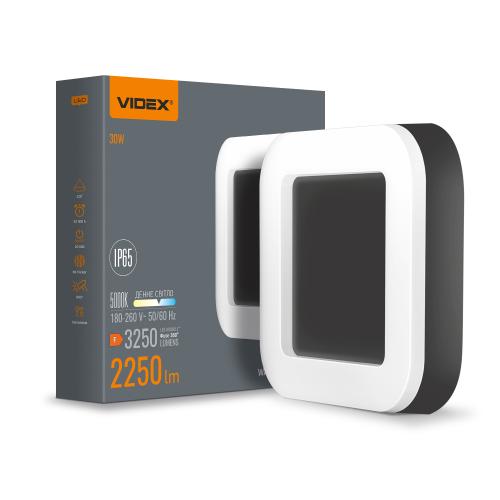 LED світильник ART IP65 квадратний VIDEX 30W 5000K Black