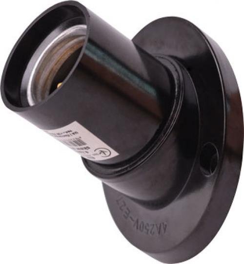Патрон бакелітовий e.lamp socket wall skew side.E27.bk.black,настінний,Е27,зміщений,чорний
