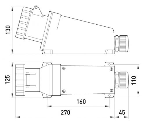 Силова розетка стаціонарна e.socket.pro.3.63, 3п., 230В, IP 67, 63А (133)