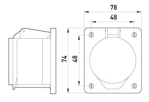 Силова розетка, що вбудовується e.socket.pro.3.16.wall, 3п., 230В, 16А (413)