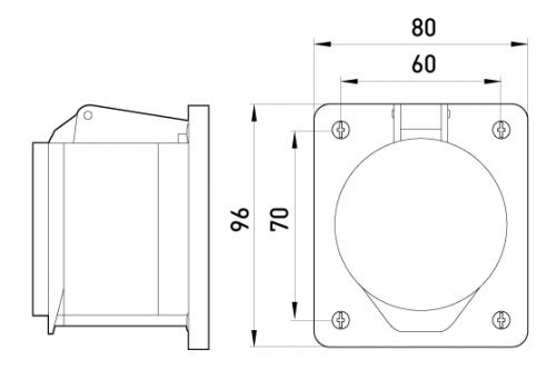 Силова розетка, що вбудовується e.socket.pro.3.32.wall, 3п., 230В, 32А (423)