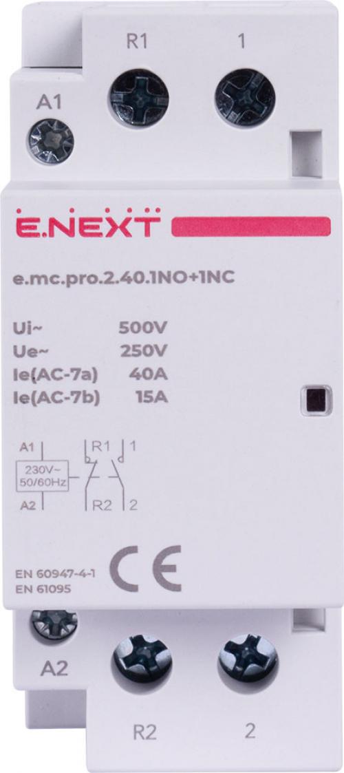 Модульний контактор e.mc.pro.2.40.1NO+1NC, 2р, 40А, 1NO+1NC, 220В