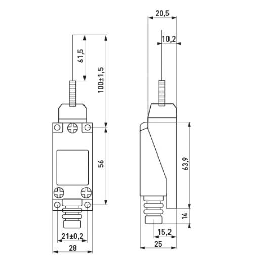 Вимикач кінцевий e.limitswitch.08 важіль-ексцентрик зі стрижнем