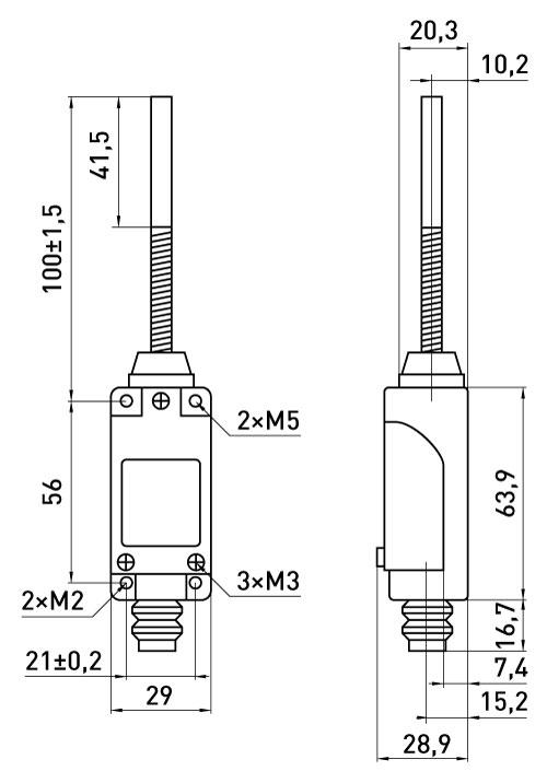 Вимикач кінцевий e.limitswitch.10 важіль-ексцентрик з металевим кінцем