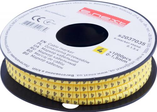 Маркер кабельний e.marker.stand.0.1.5.4, 0-1,5 кв.мм, "4", 1000 шт