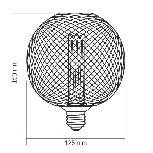 LED лампа VIDEX Filament VL-DBMC125150 4W E27 1800K Black Chainmail style