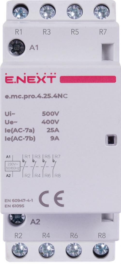 Модульний контактор e.mc.pro.4.25.4NC, 4р, 25А, 4NC, 220В