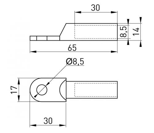 Алюмінієвий кабельний наконечник e.end.stand.a.50.М8 50мм2 М8