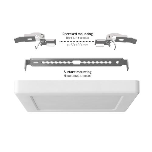 LED світильник квадратний VIDEX DL6S 12W 3000K-4000K-6500K White