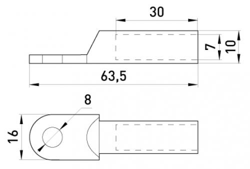 Мідний кабельний наконечник e.end.stand.dt.b25