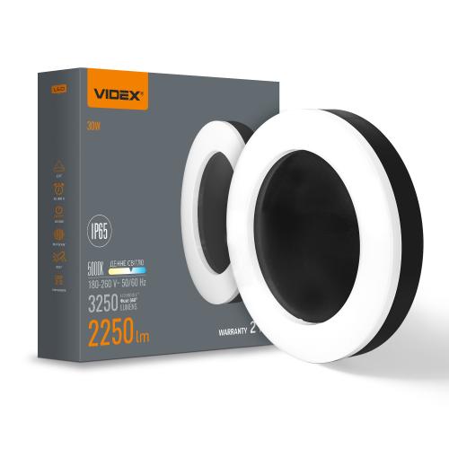 LED світильник ART IP65 круглий VIDEX 30W 5000K Black