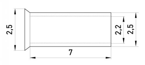 Неізольований наконечник e.terminal.stand.en.2.5.7 2,5 кв.мм, L=7 мм