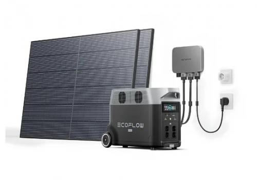 Комплект EcoFlow PowerStream - мікроінвертор 800W + зарядна станція Delta Pro та сонячні п