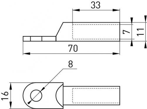 Оцинкований кабельний наконечник e.end.stand.z.25.M8 25мм2 М8