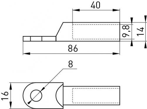 Оцинкований кабельний наконечник e.end.stand.z.50.M8 50мм2 М8
